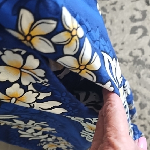 Hawaiian Tropical Floral Tiered Off-or on Shoulder Beachy Sundress Pocket - Picture 3 of 10